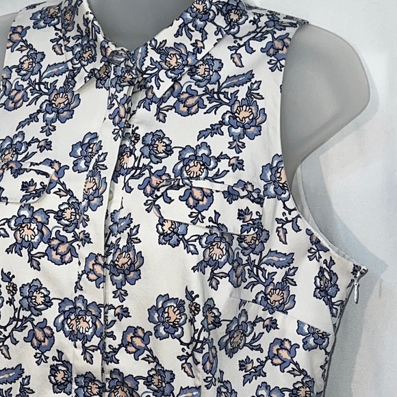 Ann Taylor Sleeveless Floral Cotton Blend Lined Dress Size 6 Blue Peach White - Picture 5 of 12